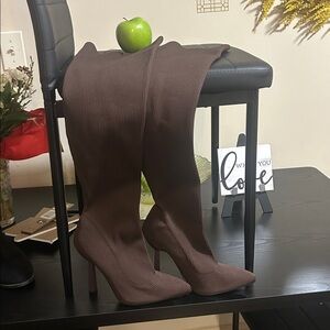 Elegant Brown Women's  Above Knee High Boots Chocolate Brown